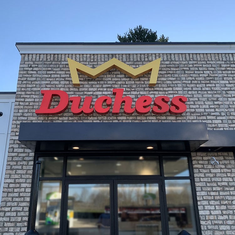 Duchess shop channel letter sign manufactured & installed by National Sign Systems